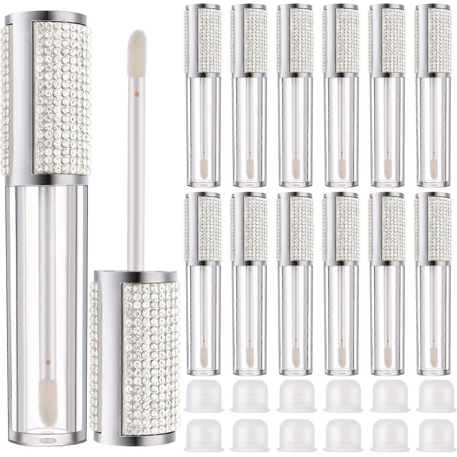 Rhinestone Lip Gloss Tubes 12 Pcs 5 Ml Crystal Lip Balm Tubes Empty Refillable Rhinestone Containers Plastic Bottles