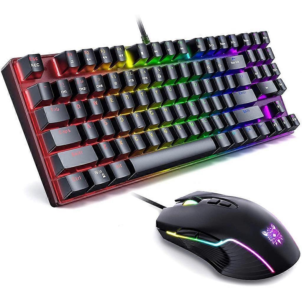 Colorful Luminous Gaming Keyboard Mechanical Keyboard and Mouse Sets 89 for Key USB Wired RGB LED Backlit for Windows PC Multicolor