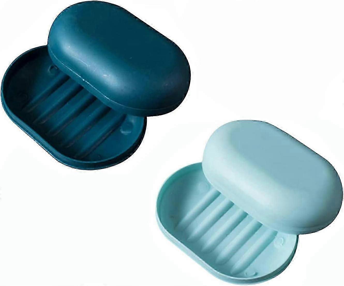 Soap Dish with Lid Travel Soap Case Soap Bar Travel Soap Leakproof Soap Box Container Holder closable Soap Bar Dish Storage 2PCS Blue