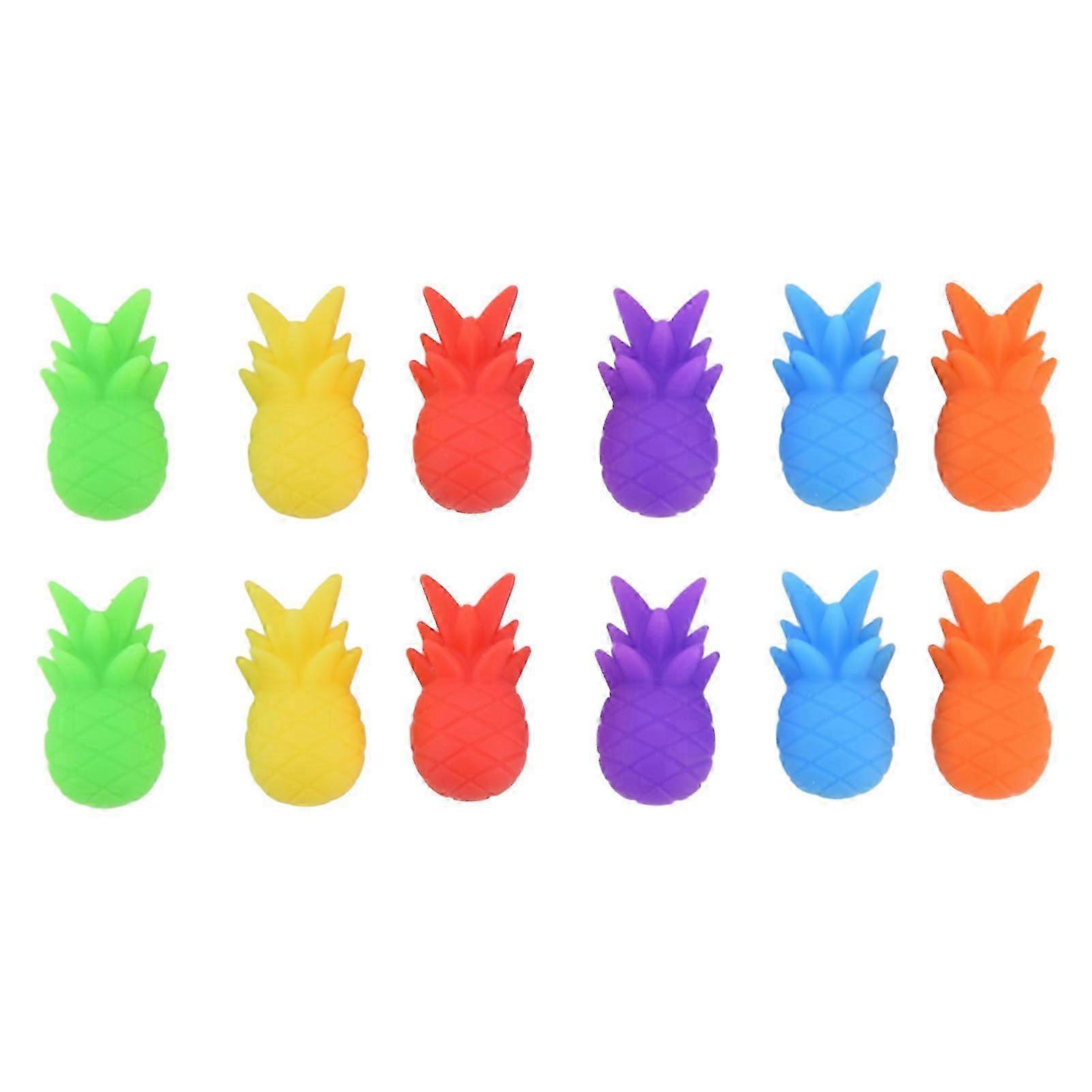 12PCSガラスマーカーシリコンカップタグパーティードリンク識別用