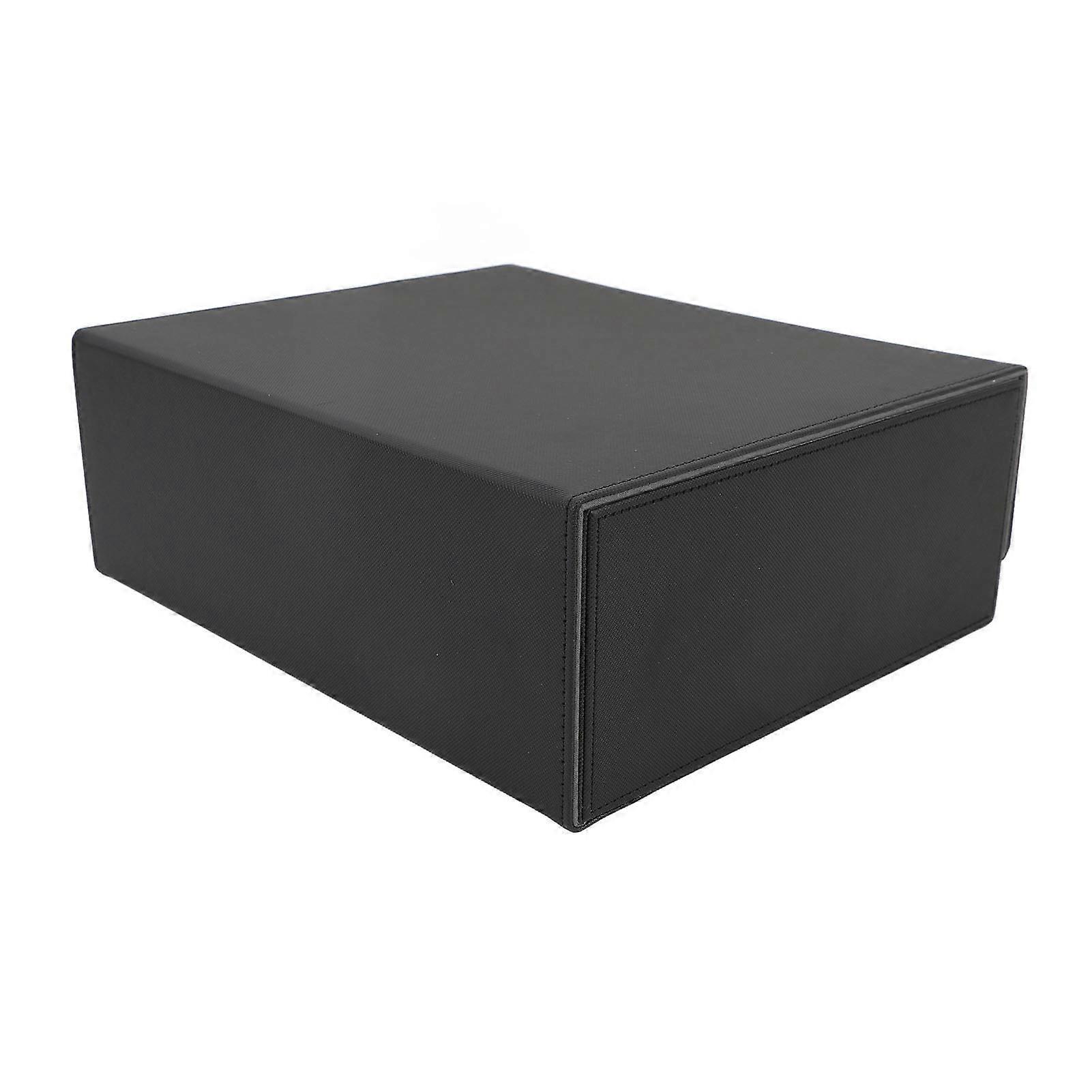 Card Deck Box 3 Rows Large Capacity Magnetic Closure PU Leather Card Deck Storage Case for Game Cards Tarot Cards Black Shell with Grey Lining