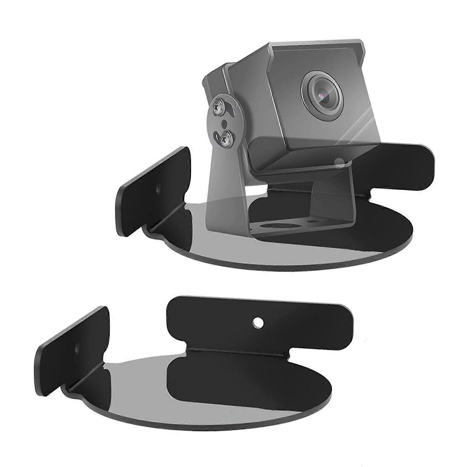 4Pcs Mini Circular Corner Shelf Space Saving Universal Wall Mount Floating Corner Shelf for Security Camera Baby Monitor Speaker Black 