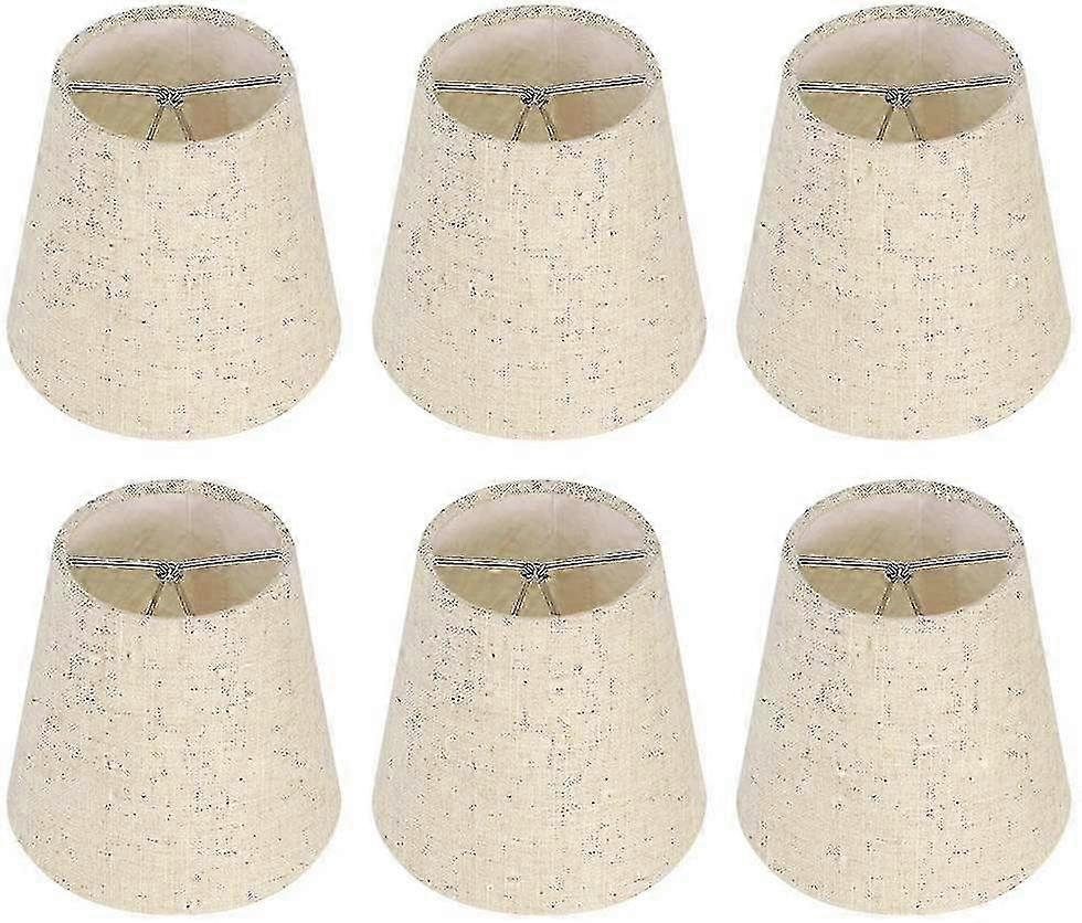 6pcs Clip On Lampshades for Wall Lamps and Chandeliers, E14 Screw Small Linen Lamp Shades Suitable for Table Lamps