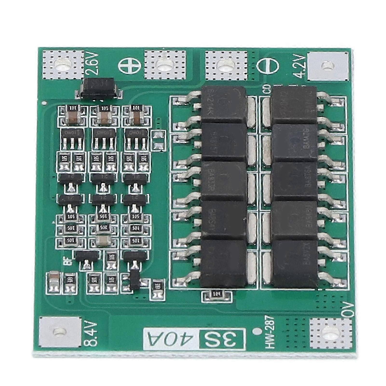 Battery Protection Board 3S 40A Suitable for 18650 Lithium Cells Balanced Charging Module with Voltage Range 12.6V to 13.6V