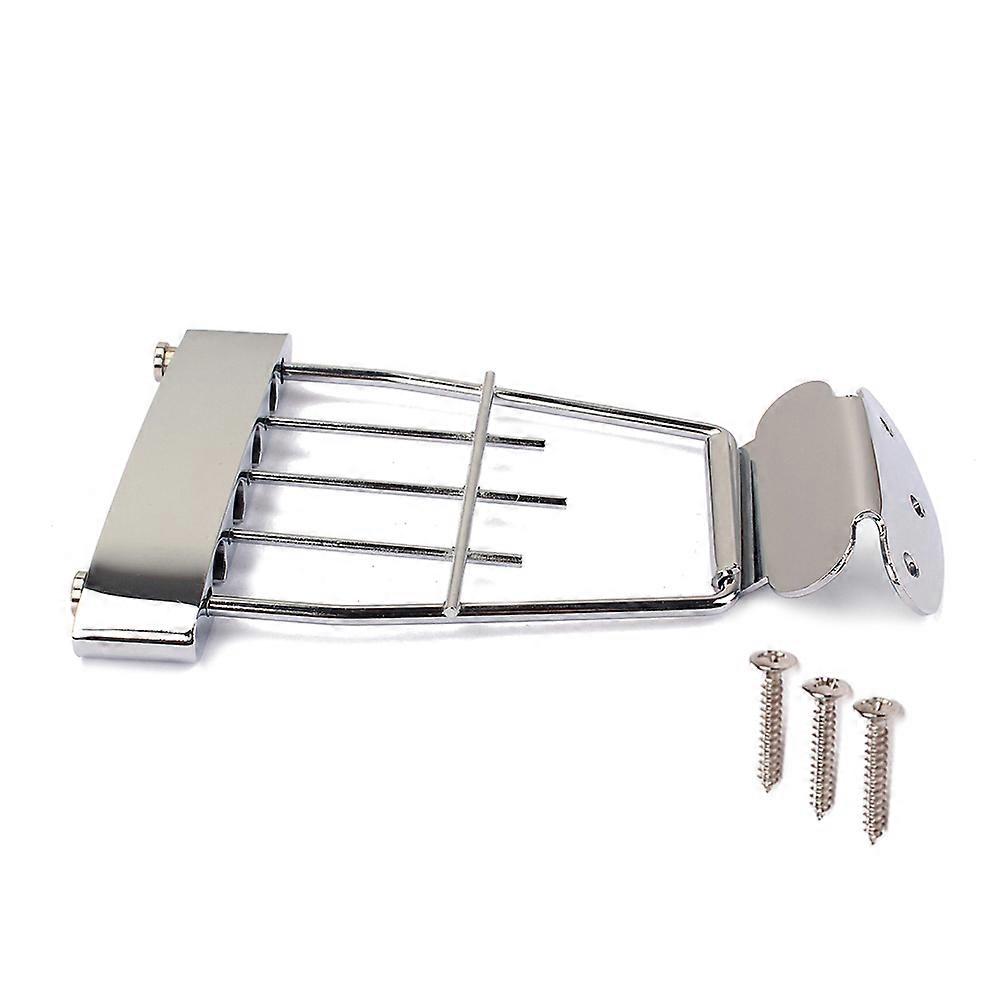 Adjustable 4 String Tailpiece Bridge with Screws, Plated Finish, Durable Replacement for Guitar Spacing