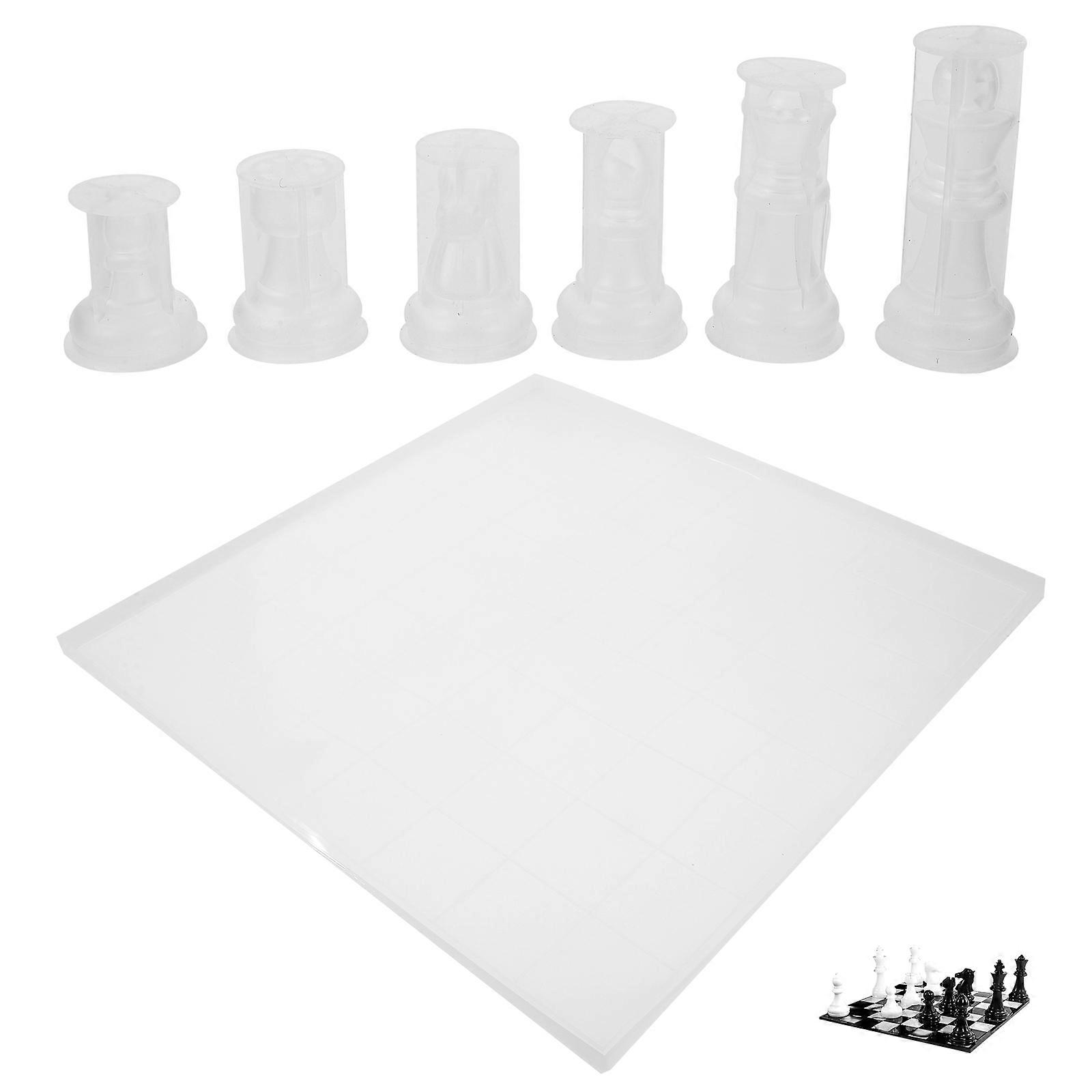 Silicone Chess Molds Chessboard Epoxy Molds Practical Design Chess Enthusiasts 6.7x4cm 1 Set