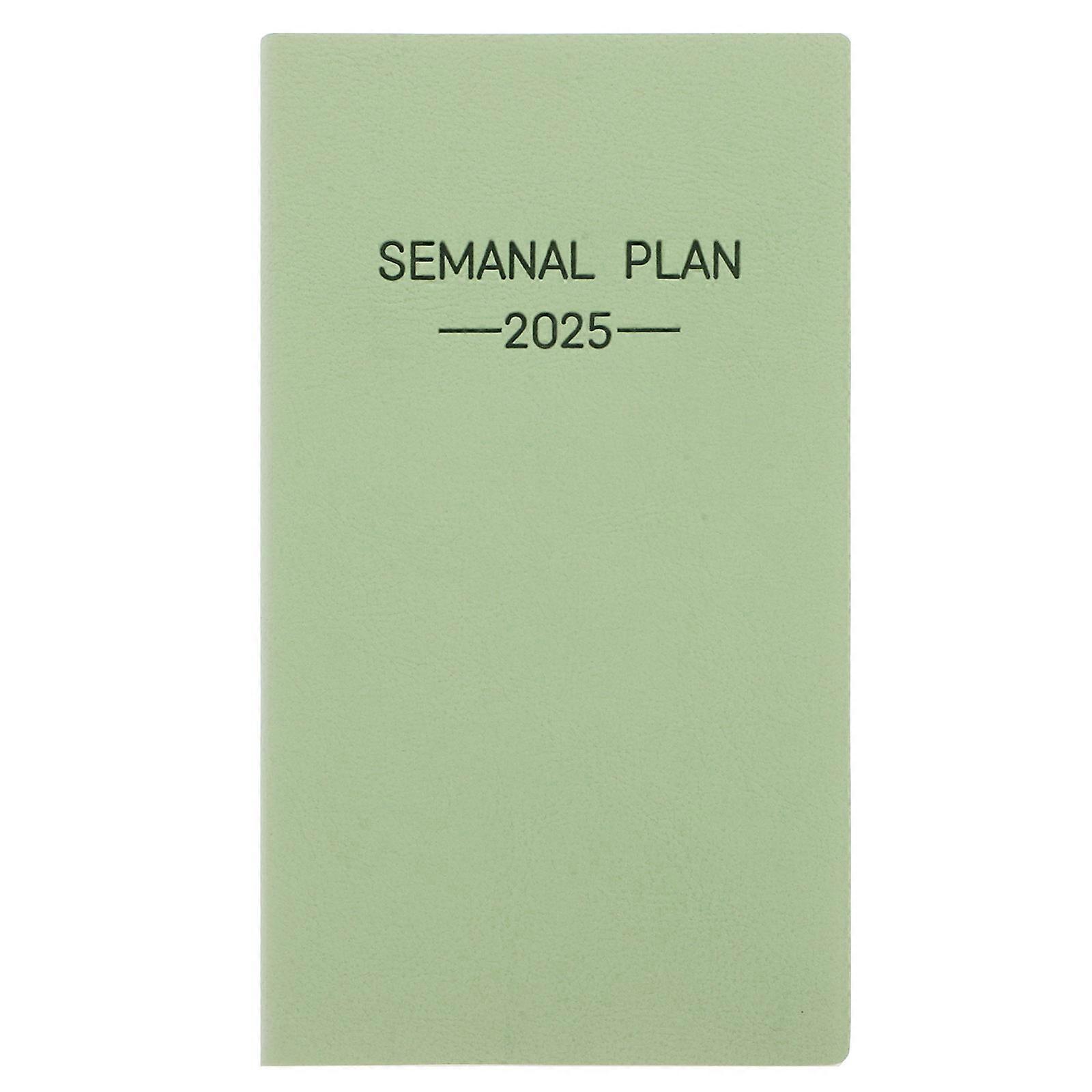 Organization Notebook Weekly Calendar Planner Light Green Pu Material Sturdy Binding Monthly and Weekly Views 1Pack