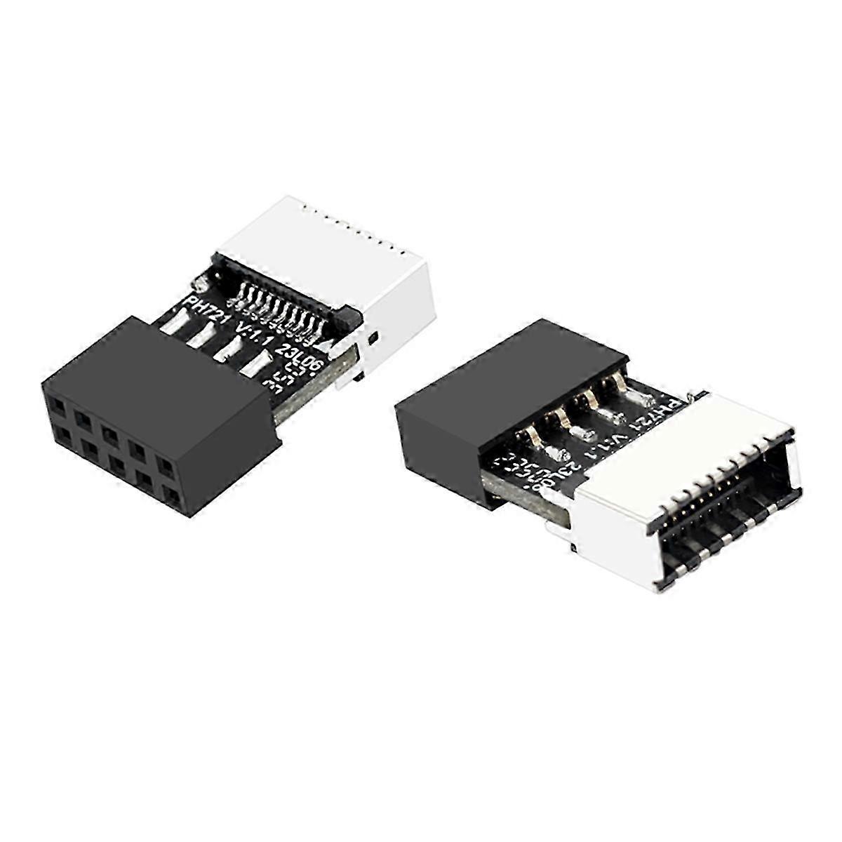 2Pcs USB 2.0 9-Pin to Type-E 20-Pin Motherboard Adapter Cable for PC