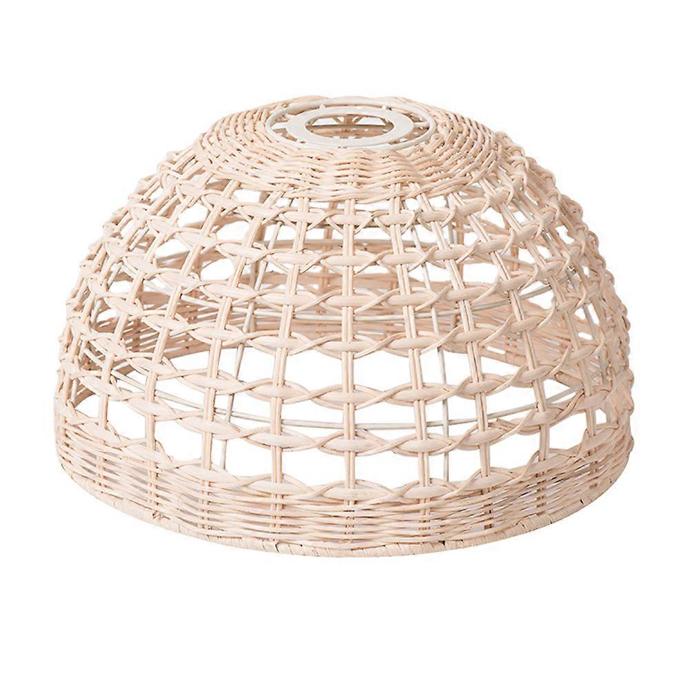Woven Lampshade Pendant Lamp Fixture Shade Light Diffusion Home Decoration Beige Half-Round Rustic Style 1Set