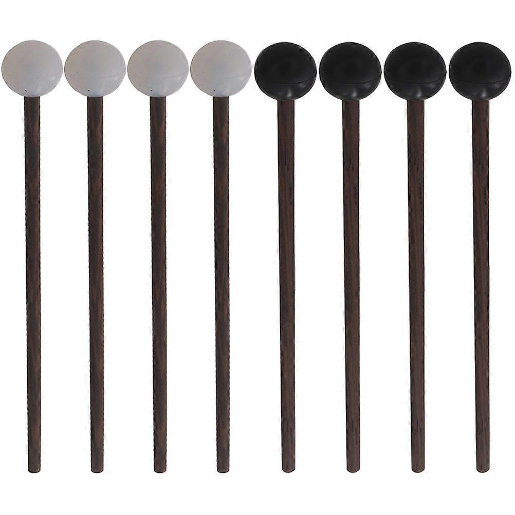 4 Pairs Wooden Handle Rubber Drumstick for Tongue Drum and Steel Drum Mallets