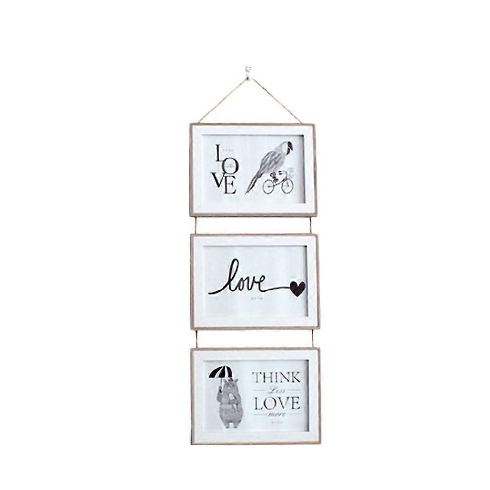 Wall Mounted Photo Holder Nordic Style Picture Frames Rectangular White Wood 1Set