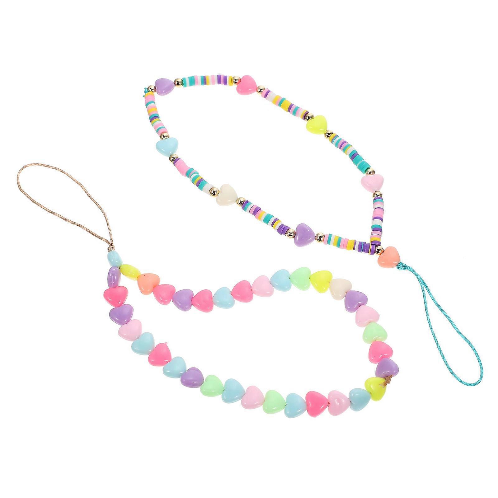 It looks like you've provided a product title or description for a **colorful beads phone strap** with a heart design. If you're looking for help
