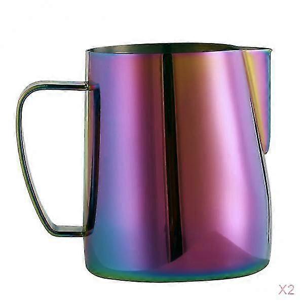 2pcs Espresso Milk Frothing Pitcher Stainless Latte Art Coffee Jug Colorful