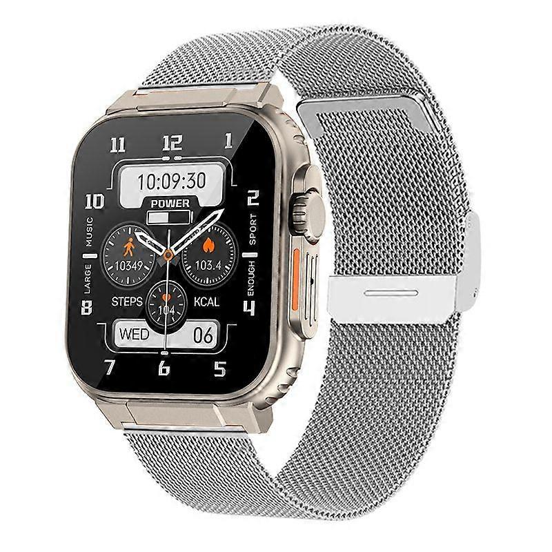 A70 1.96 inch Health Monitoring Bluetooth Call Smart Watch Silver Steel