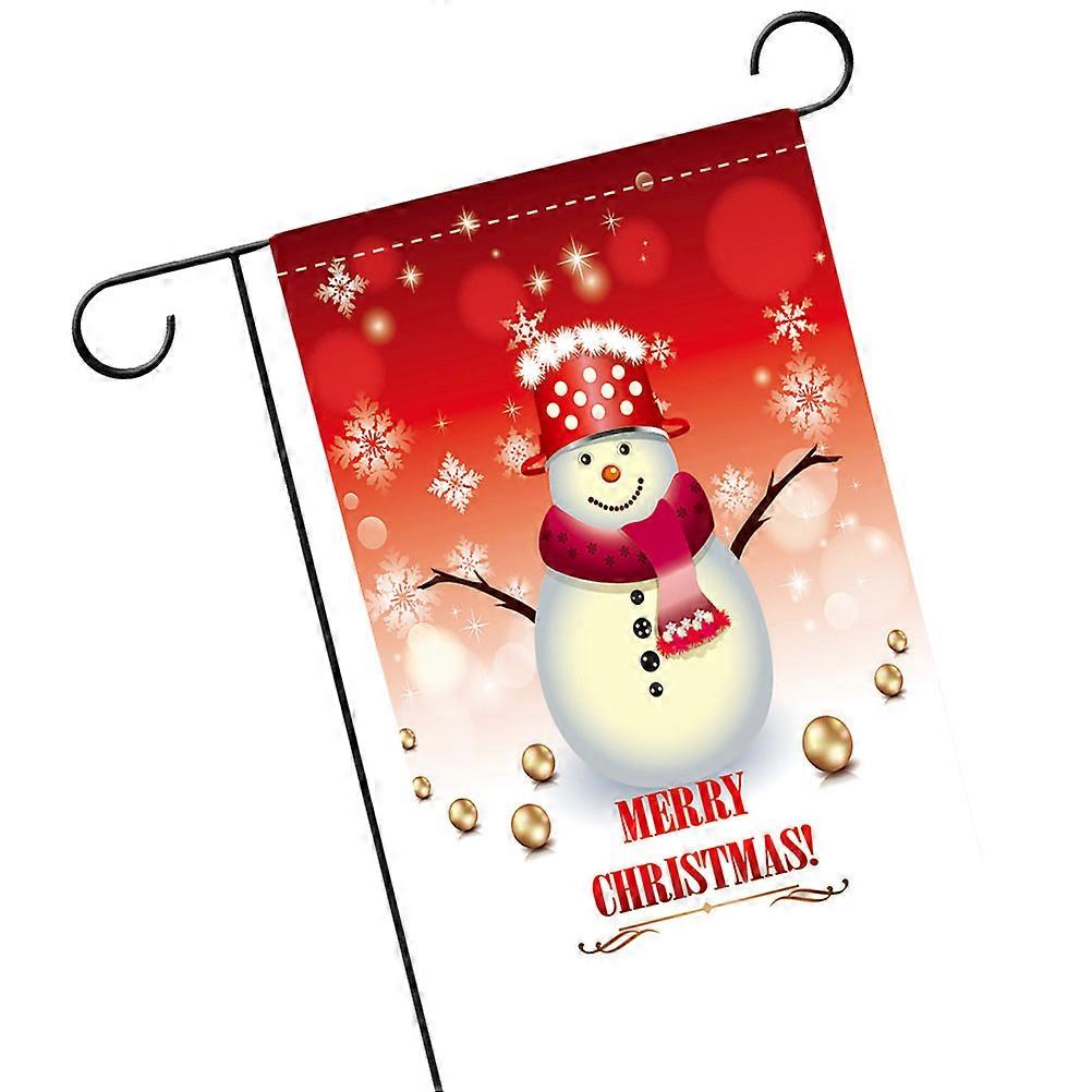 Seasonal Garden Flag Waterproof Snowman Pattern Double Sided Printing 30x45cm Red 1Set