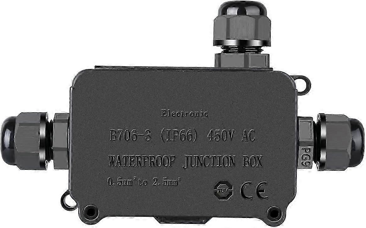 IP66 Waterproof Junction Box - 3 Pole Wire Connector (4-8mm Diameter Wire)