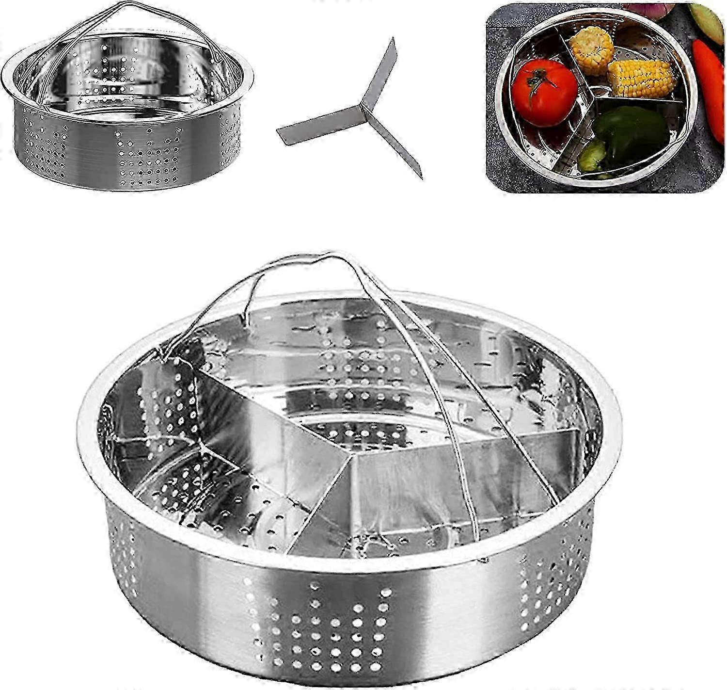 Rustfritt stål Grid Basket Divider Trio Sett for dampstativ