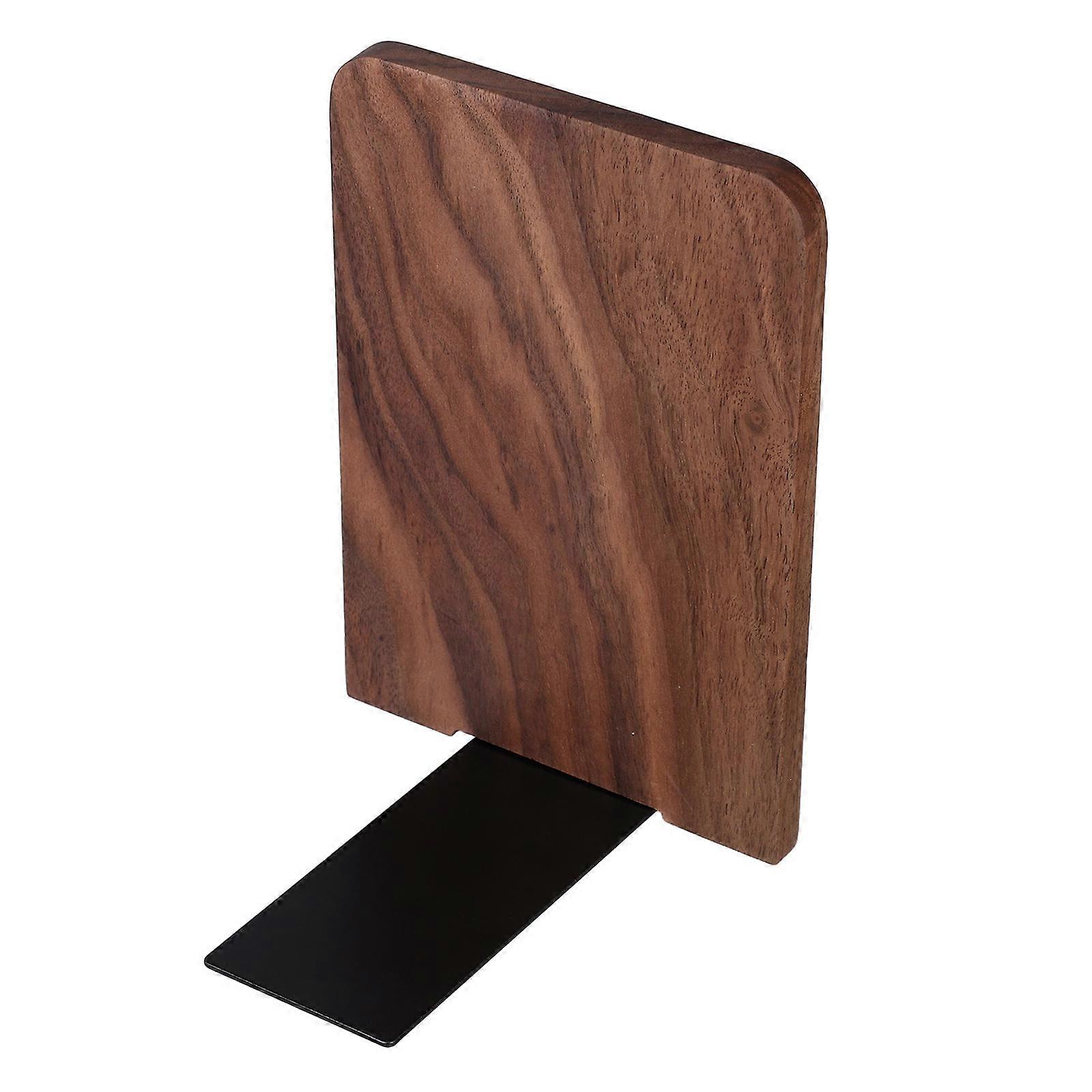 Classroom File Rack Wooden Bookends Natural Style Metal Book Support Documents 1Pack