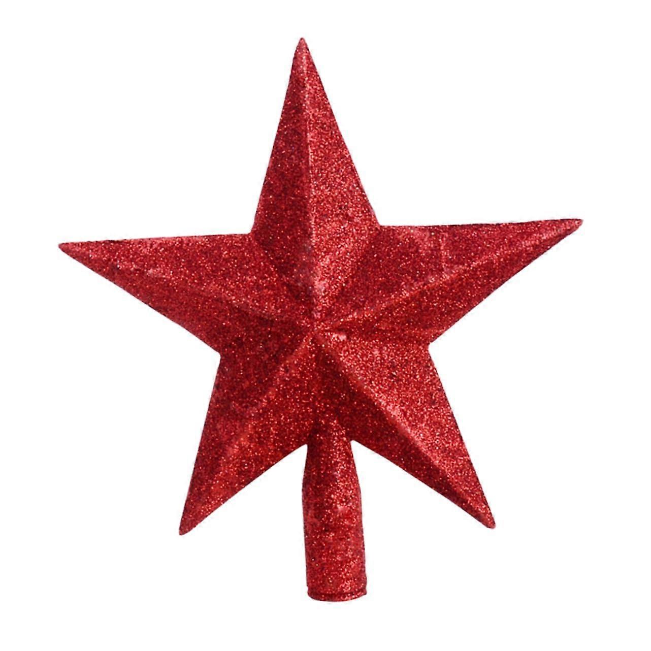 Unique Christmas Decoration Red FivePointed Star Ornament Rotating Star Tree Topper for Festive Decor