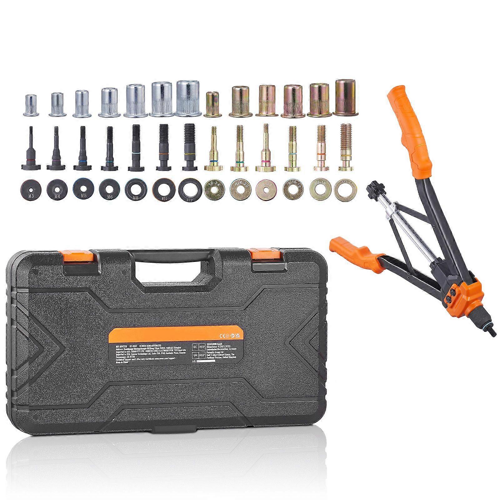 Rivet Nut Tool, 16 Rivnut Tool Kit with 13PCS Metric and SAE Mandrels, 186PCS Rivet Nut