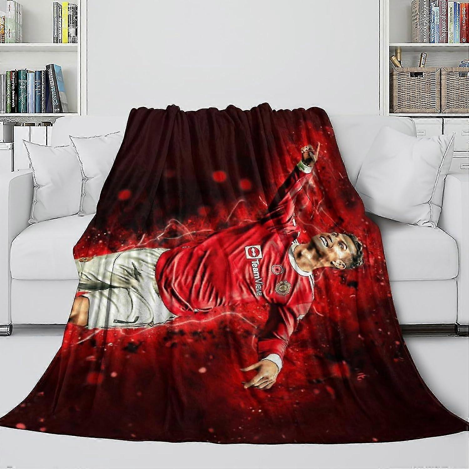 Puszysty koc piłkarski dla dzieci i dorosłych - Ciepły koc na rozkładaną sofę Krzesło Łóżeczko Decor Pet Pad - Odpowiednie Boże Narodzenie