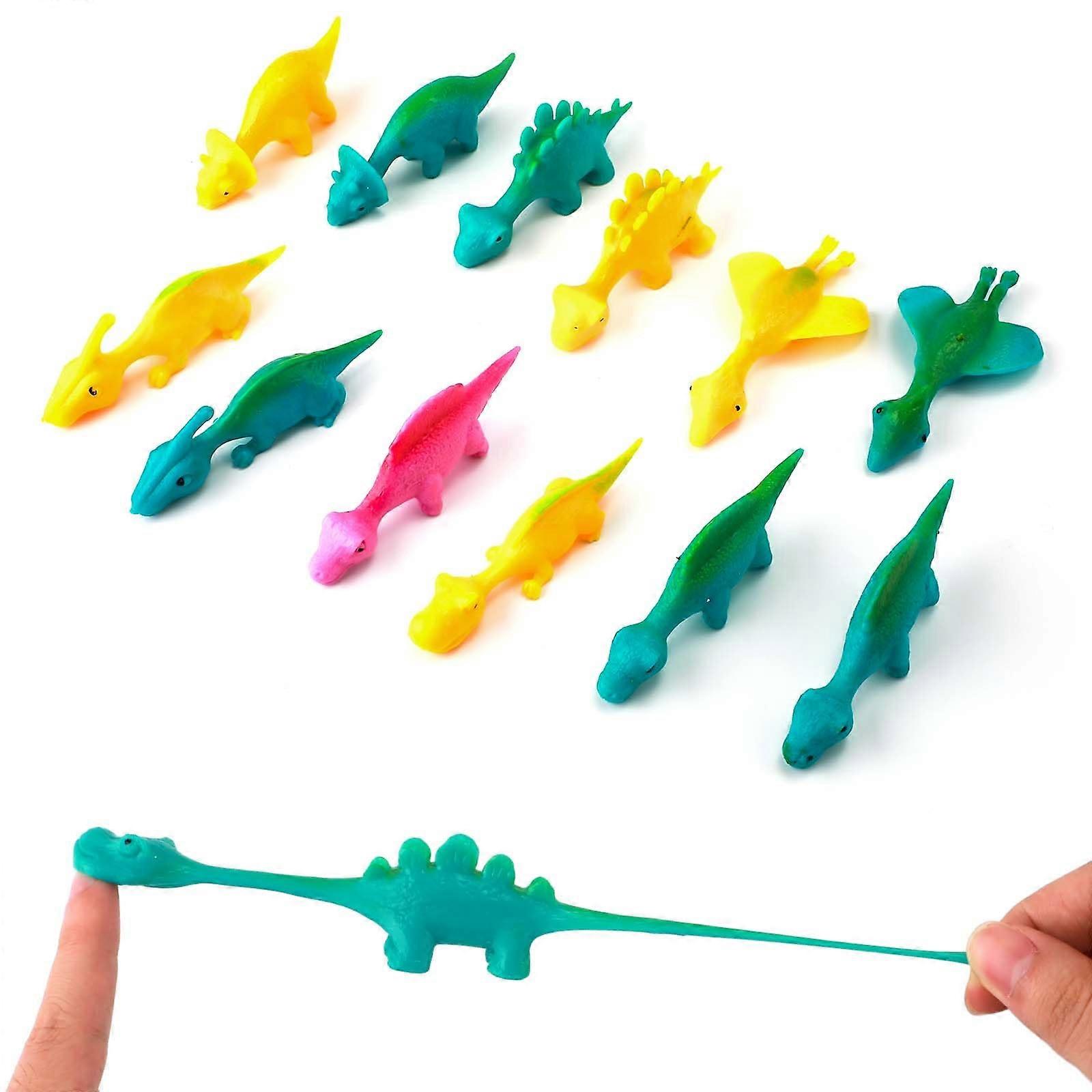 Pack of 12 Soft Rubber Dinosaur Toys, Mini Flying Dinosaurs for Kids, Cute Party Gifts for Boys and Girls