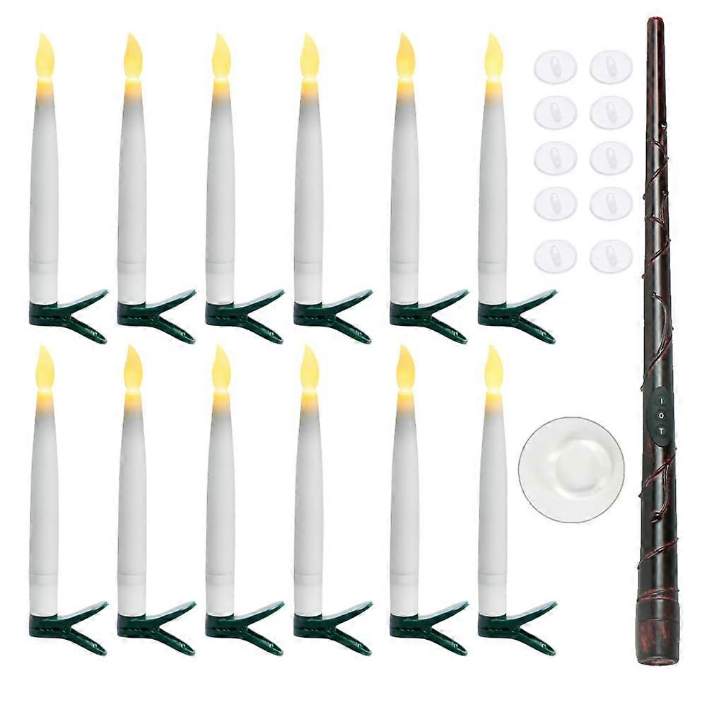 Flickering Floating LED Candles with Magic Wand Remote, for Halloween, Christmas