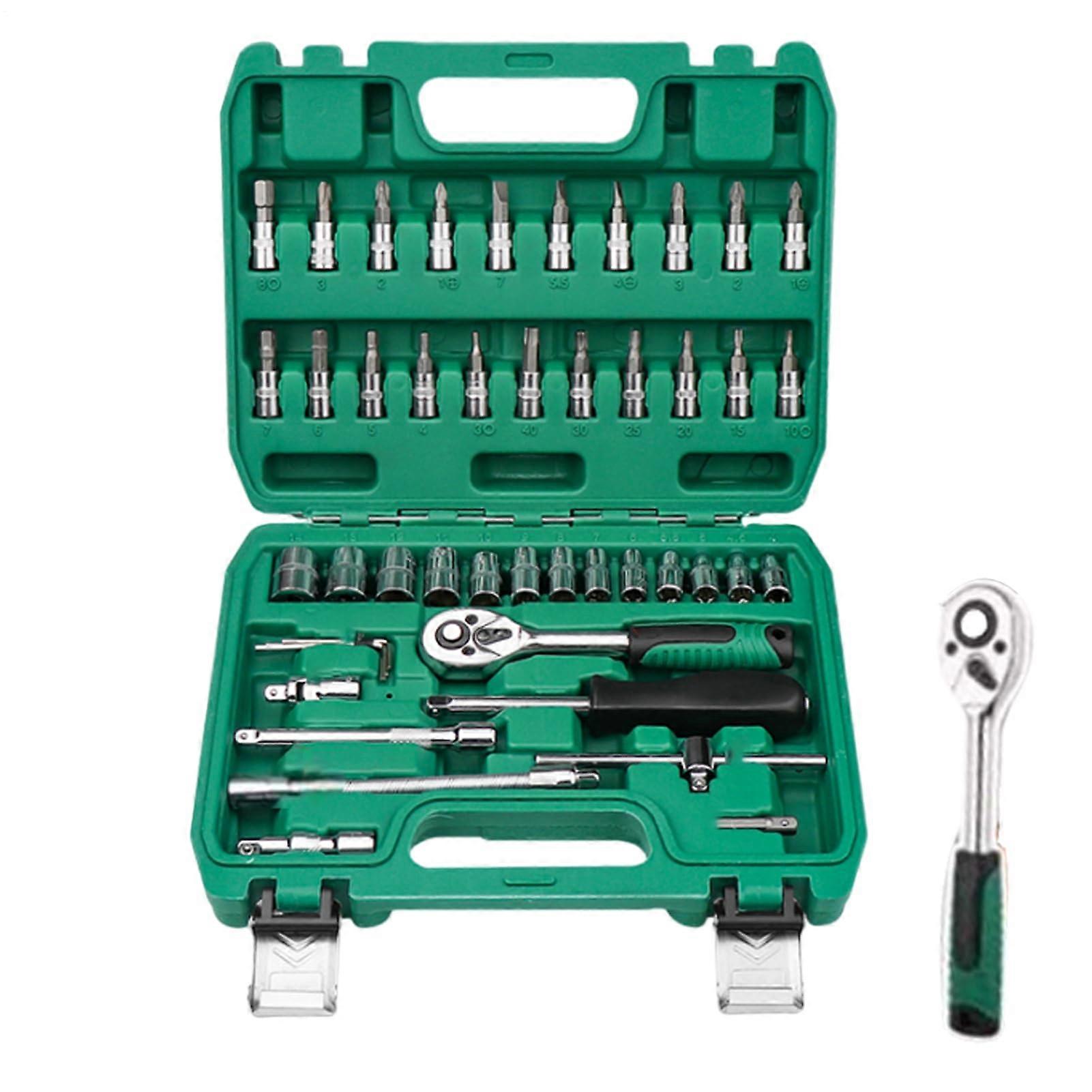 Ratchet and Socket Set, Metal Car Wrench Set, Ratchet Wrench Set, Ratchet Tool Set, Socket Set with Tool Box for Electric Car Repair