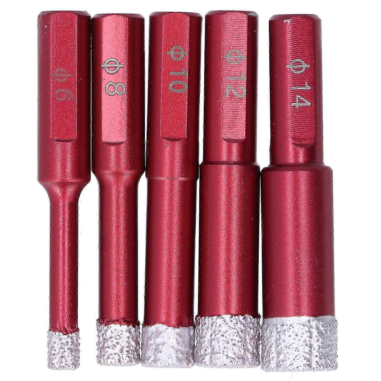5Pcs Diamond Drill Bit Triangle Shank Dry Wet Drilling Tool Set for Granite and Ceramic