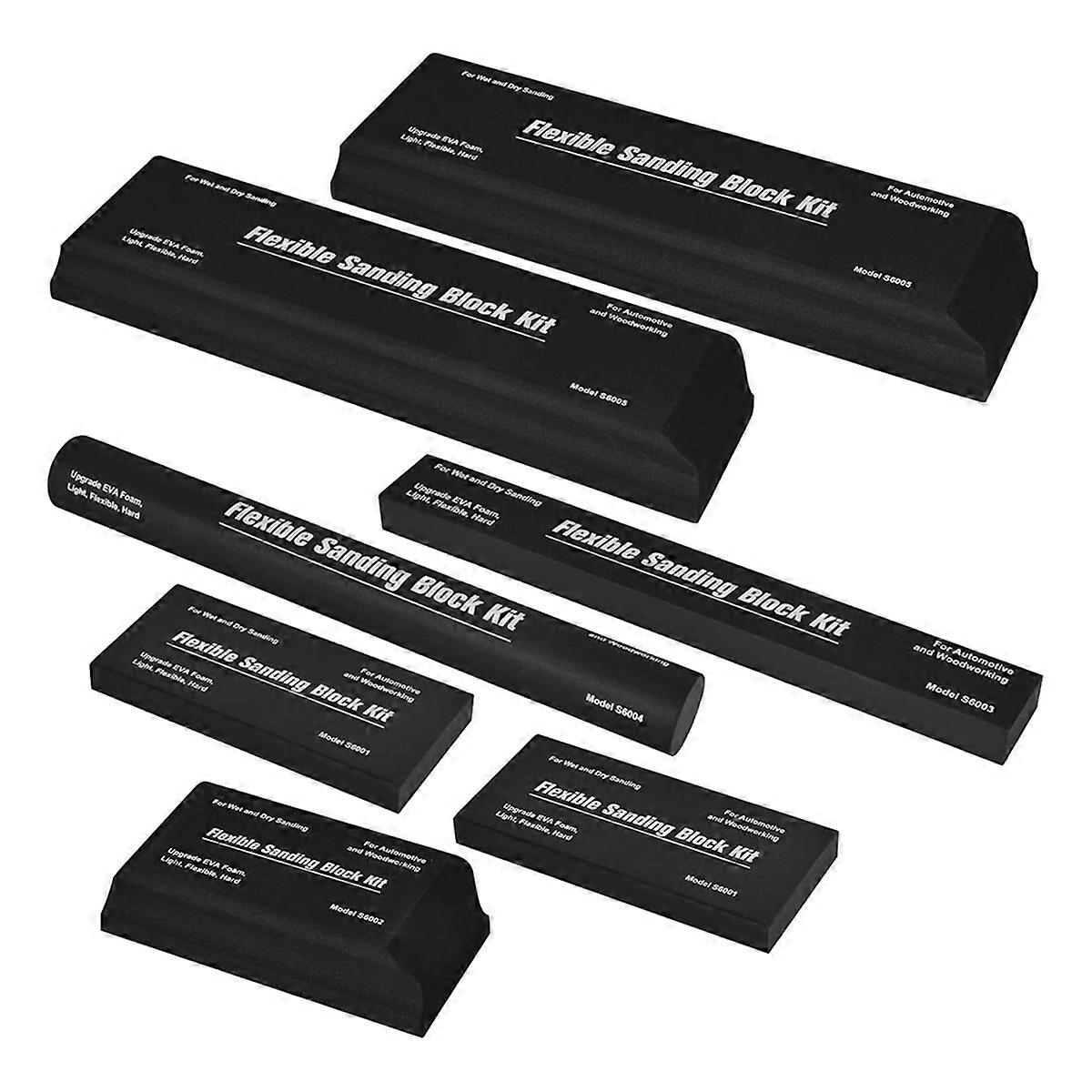 7 PCS Sanding Blocks Auto Body, Flexible Eva Foam Wet or Dry Sanding Block Kit, Sanding Sponge Block