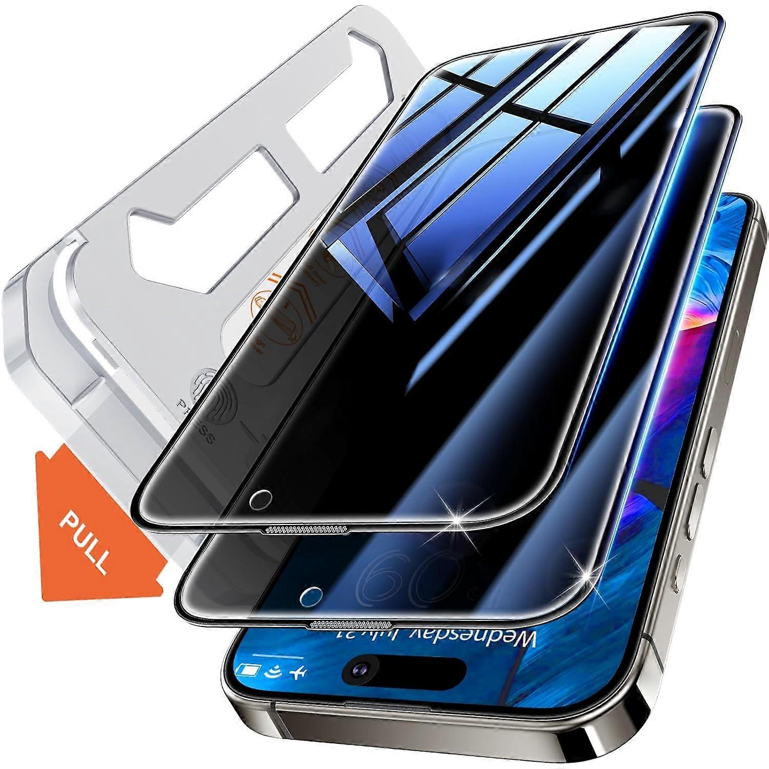 Privacy Tempered Glass Screen Protector for iPhone 16, Compatible with Face ID 1pcs