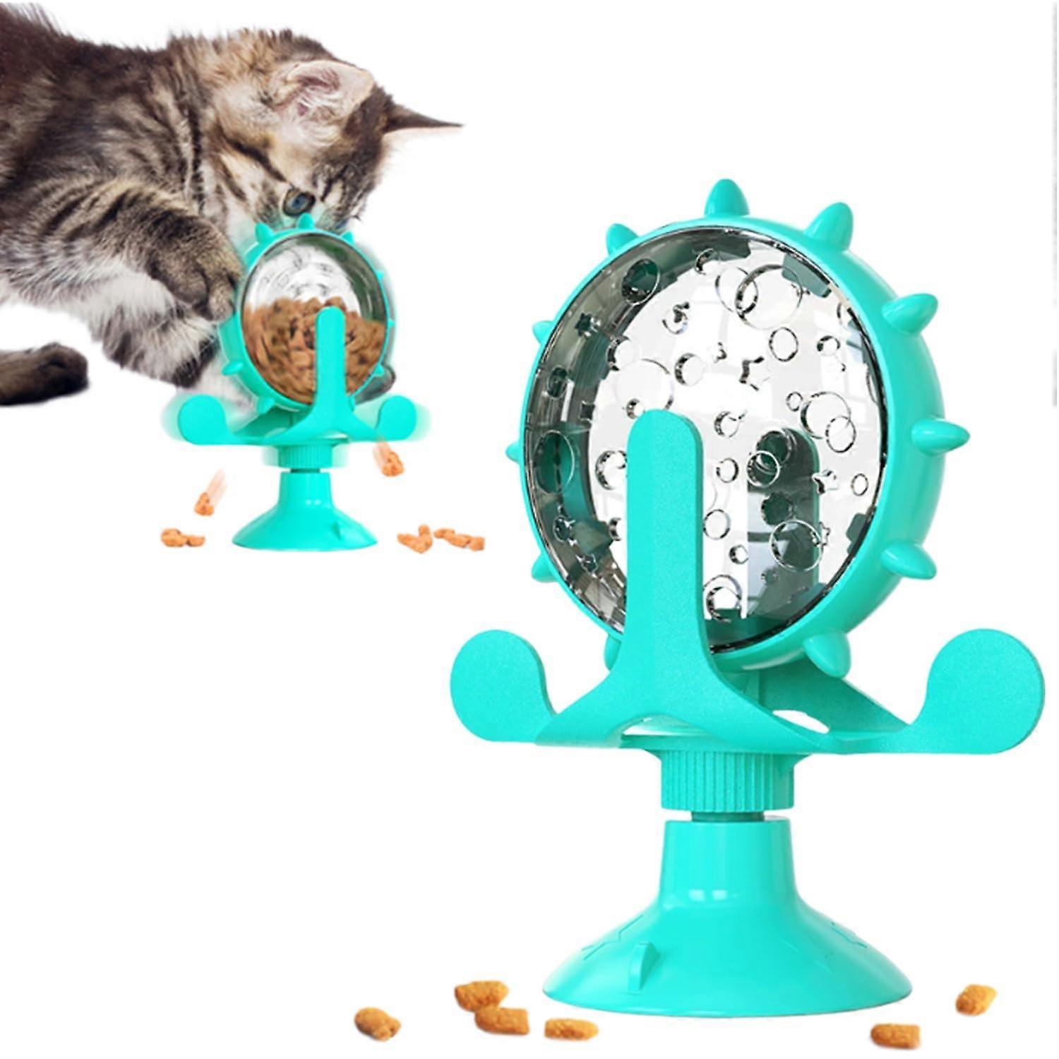 Lallypet Lally Pet Food Spinning Windmill - 360° Rotating Exercise Wheel for Dogs and Cats, Interactive Treat Dispenser Toy (Blue)