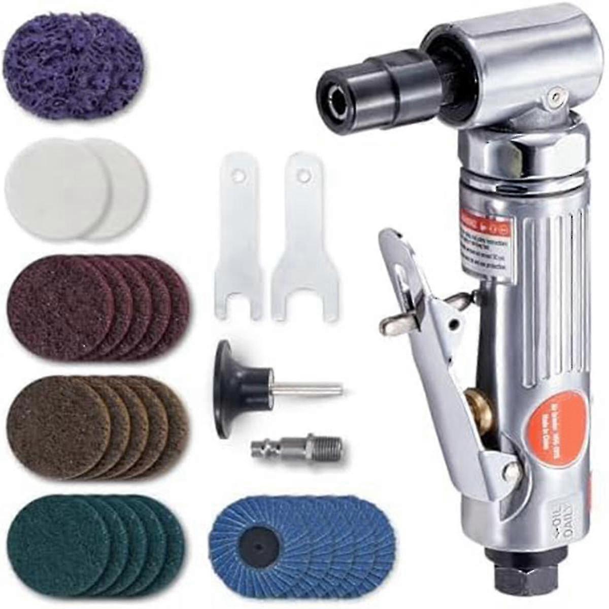 Air Punching Tool, 0.64 Cm Right Angle Punching Device 20000rpm, 24 Discs for Grinding and Polishing Uses