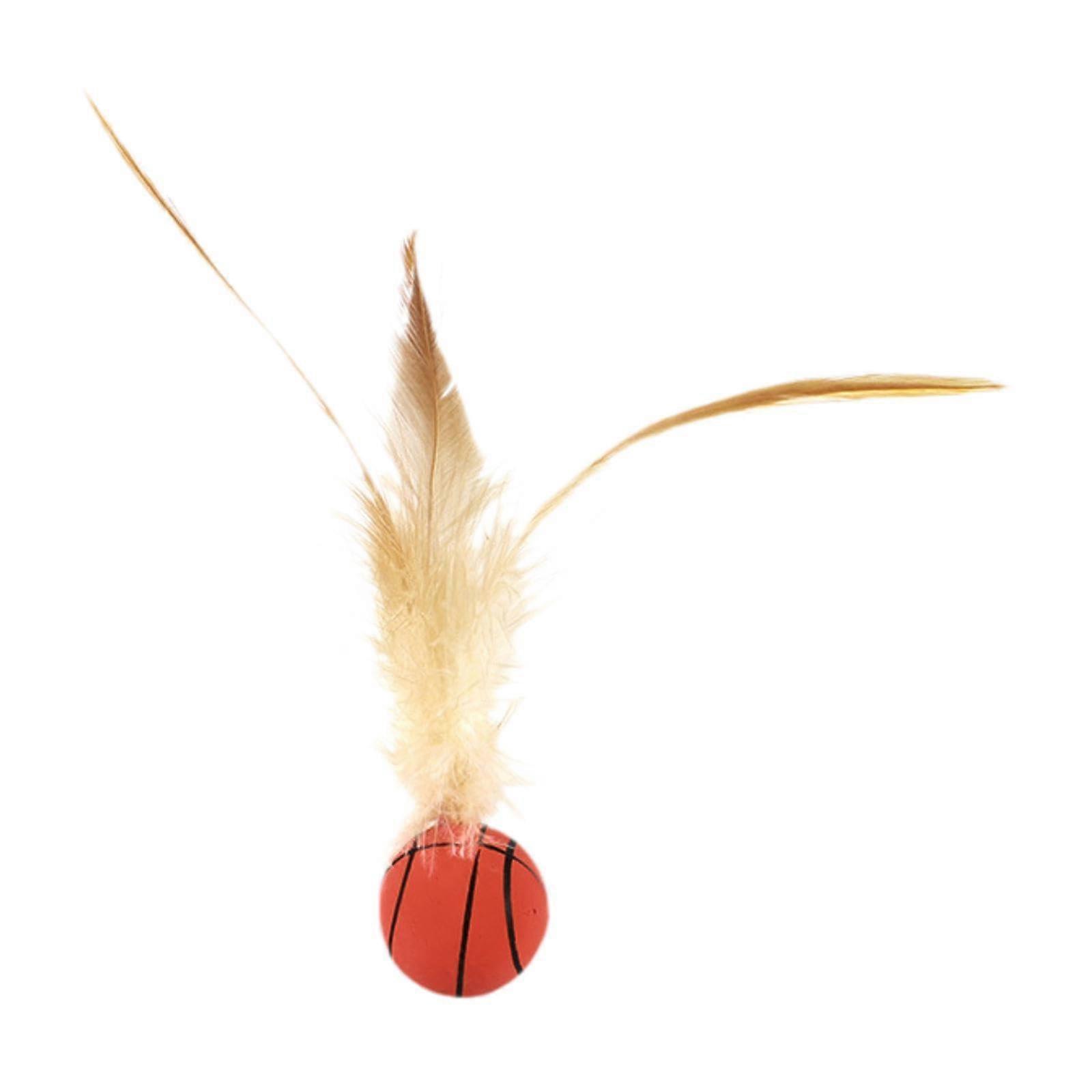 Cat Feather Ball Toy, Entertainment Toy, Fun Bouncing Play Toy for Kittens, Basketball