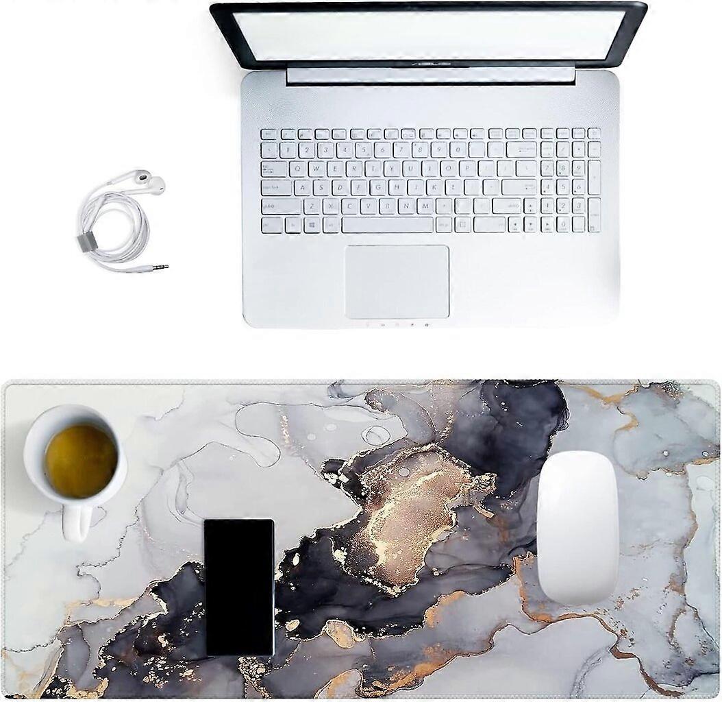 Extended gaming mouse pad, non-slip marble table mat, full desktop