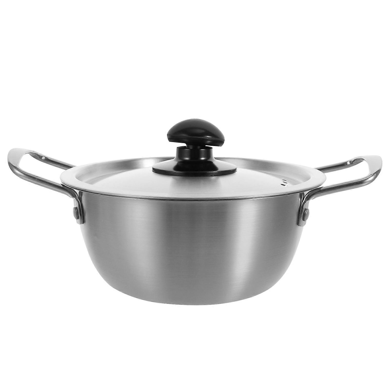 Stainless Steel Instant Noodle Pot with Lid for Gas, Induction, and Electric Stoves, Easy Grip Design for Milk, Soup, and Ramen Cooking