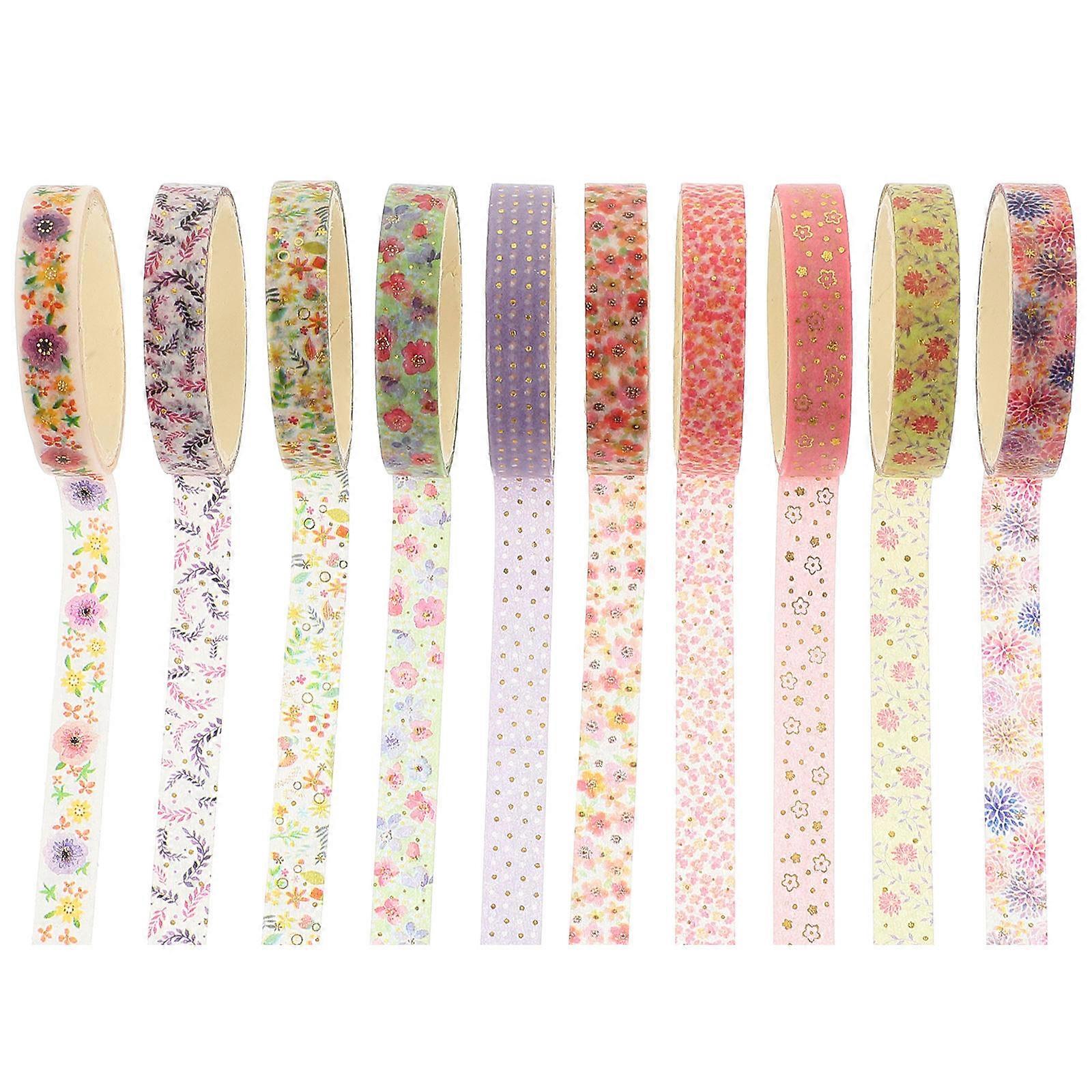 Decorative Washi Tape For Art Projects Delicate Pattern Multi-Colored 2m Per Roll 10 Rolls