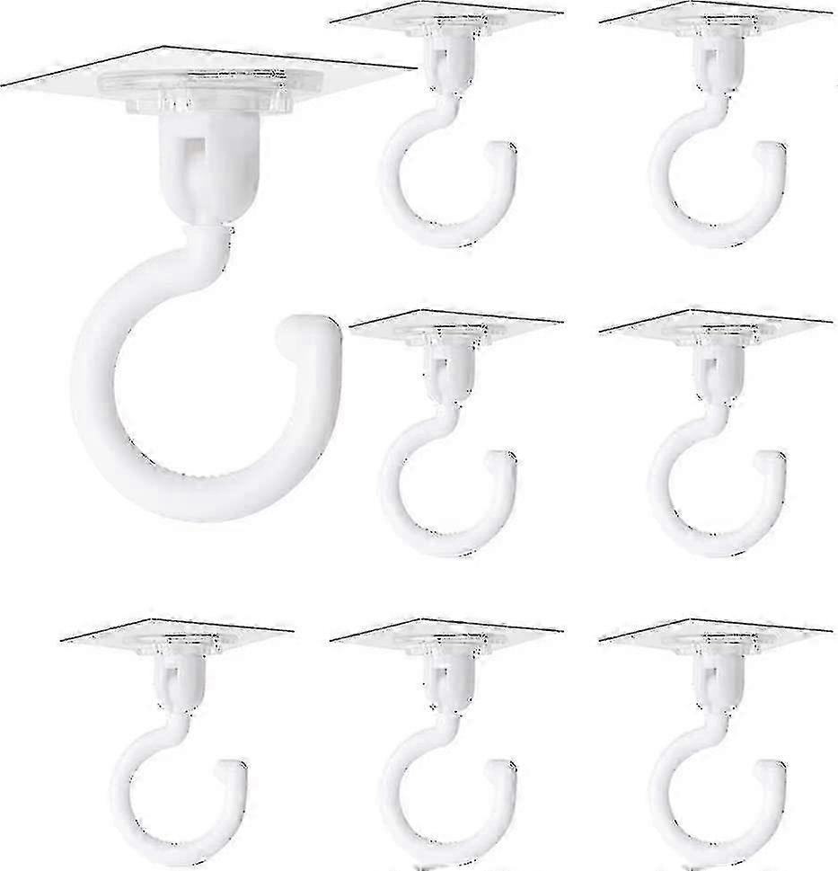 8Pcs Clear Self Adhesive Hooks 360° Rotating No Drill Wall Ceiling Hooks Strong Adhesive Hanging Hooks