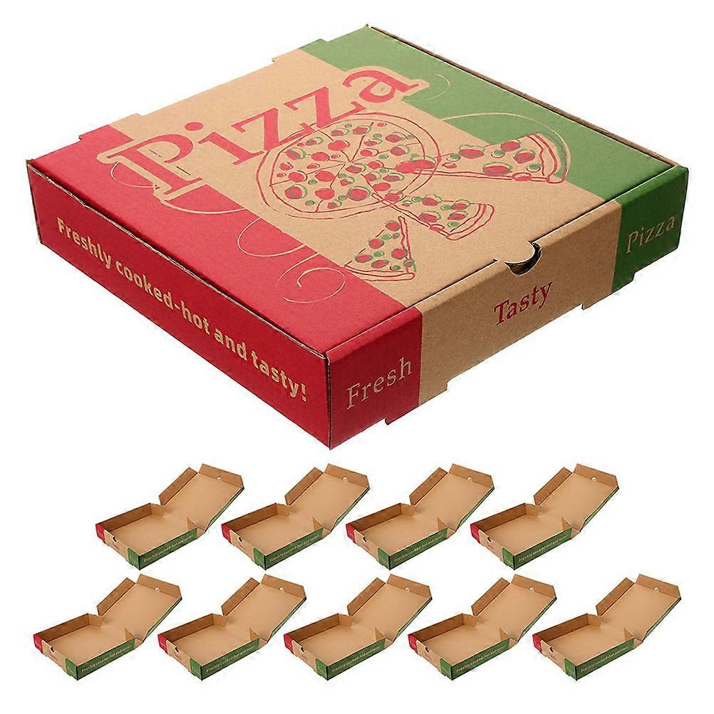 10 Pack Sturdy Foldable Paper Pizza Boxes Heavy Duty Takeaway Packaging Space Saving Design for Restaurants and Events
