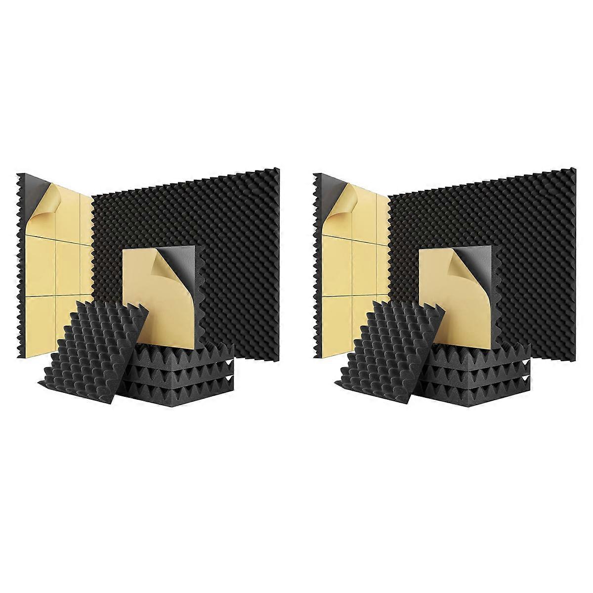 24 Pack Self Adhesive Egg Crate Sound Proof Foam Panels 2x12x12Inch