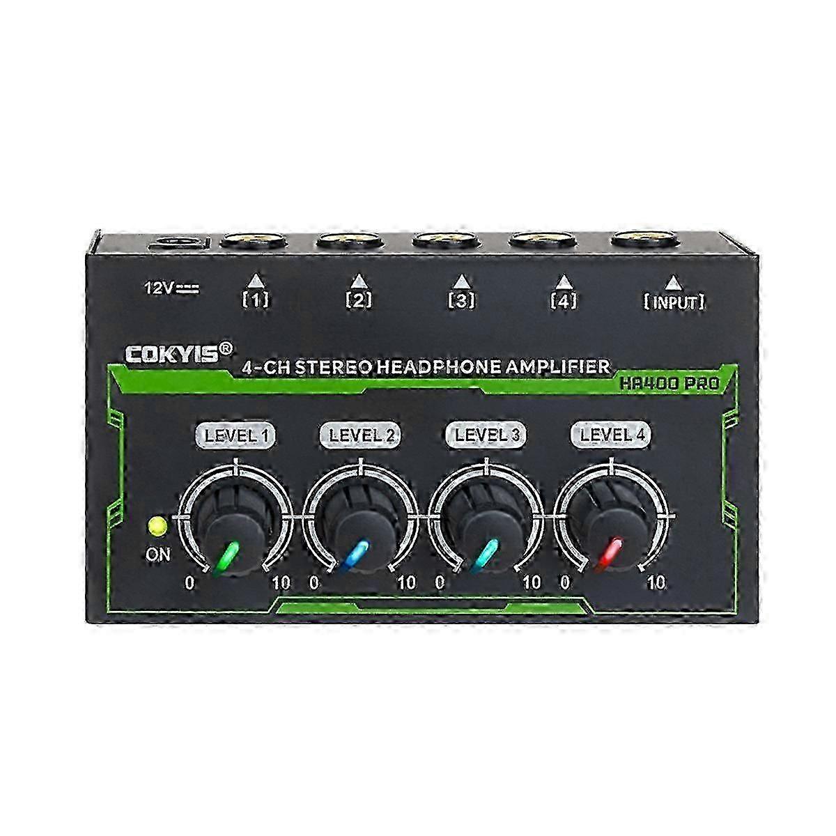HA400 PRO o Amplifier 4 Channels Mini Stereo Headphone o Amplifier for Small Clubs Home EU Plug js