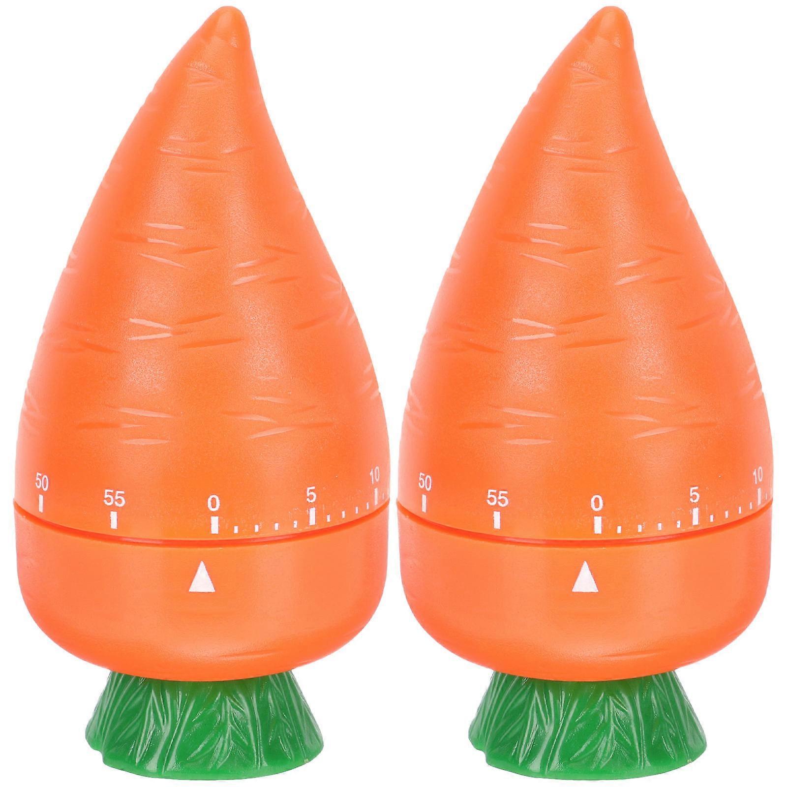 2pcs Cartoon Carrot Mechanical Kitchen Timer for Cooking, Baking & Habit Training, Countdown Timer for Management, Battery Operated