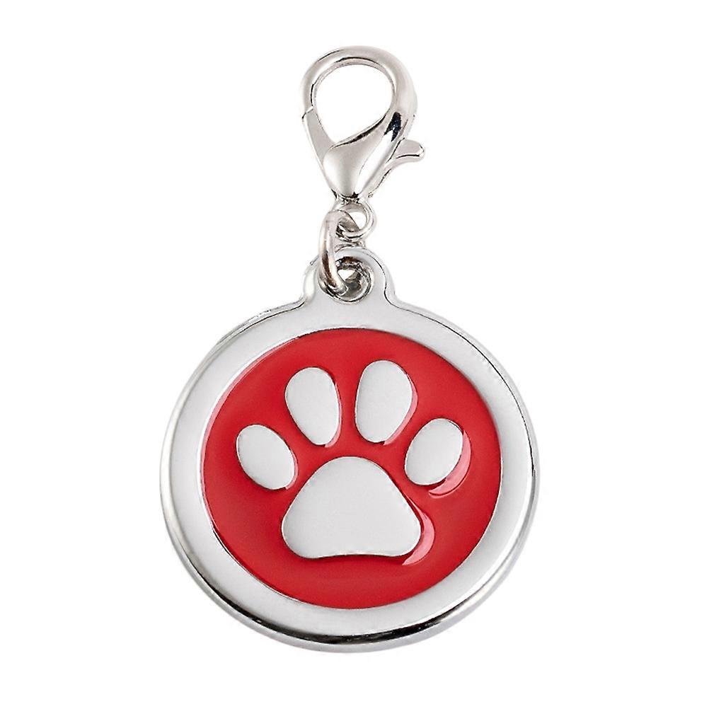 Engraved Pet Tag Zinc Alloy Dog Footprint Shaped Pendant for Pet Identification Necklace Use Red 2.5x0.2cm 10Pcs