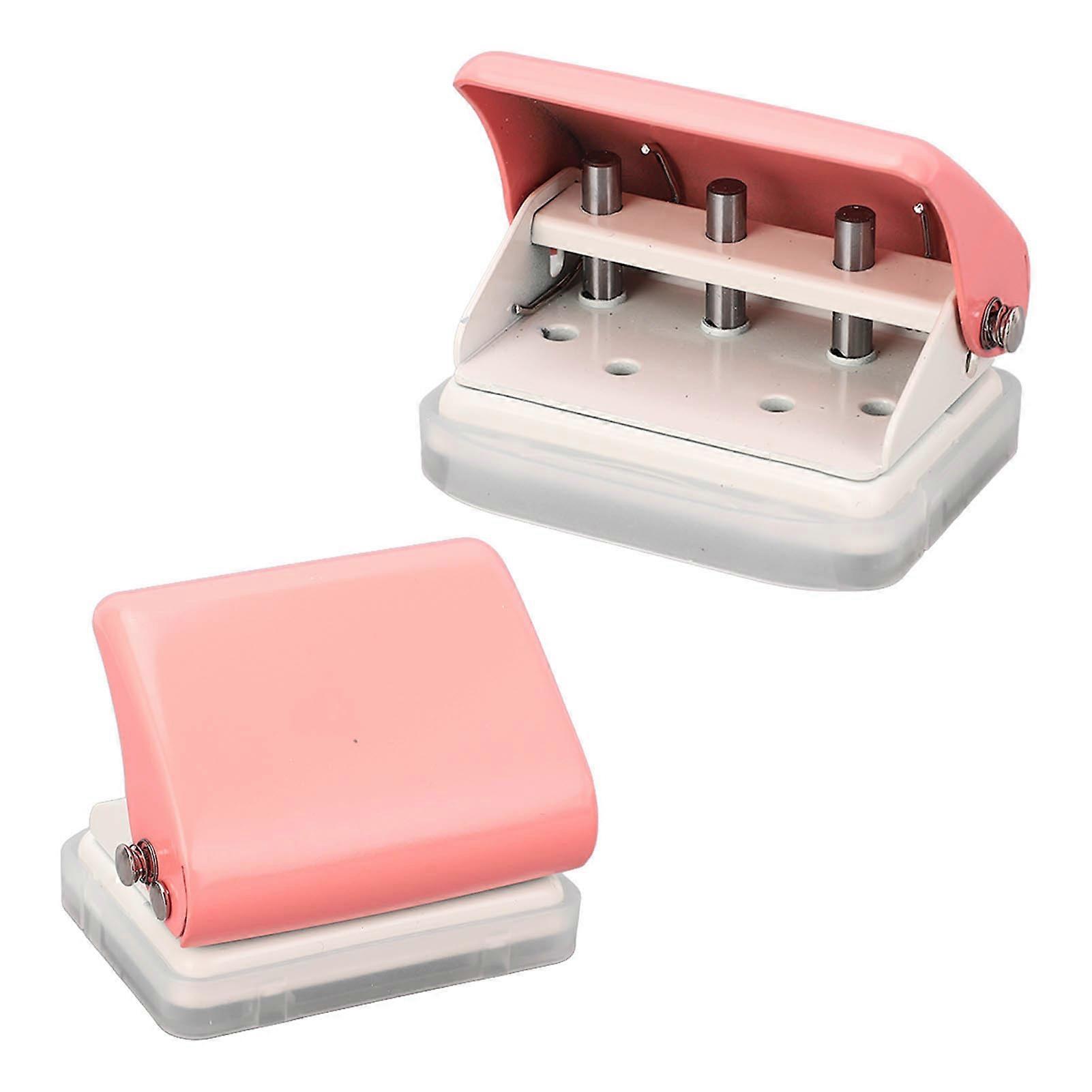 Hole Puncher Handheld Loose Leaf Paper Puncher Pink 3 Hole Punch with 5 Sheet Capacity 