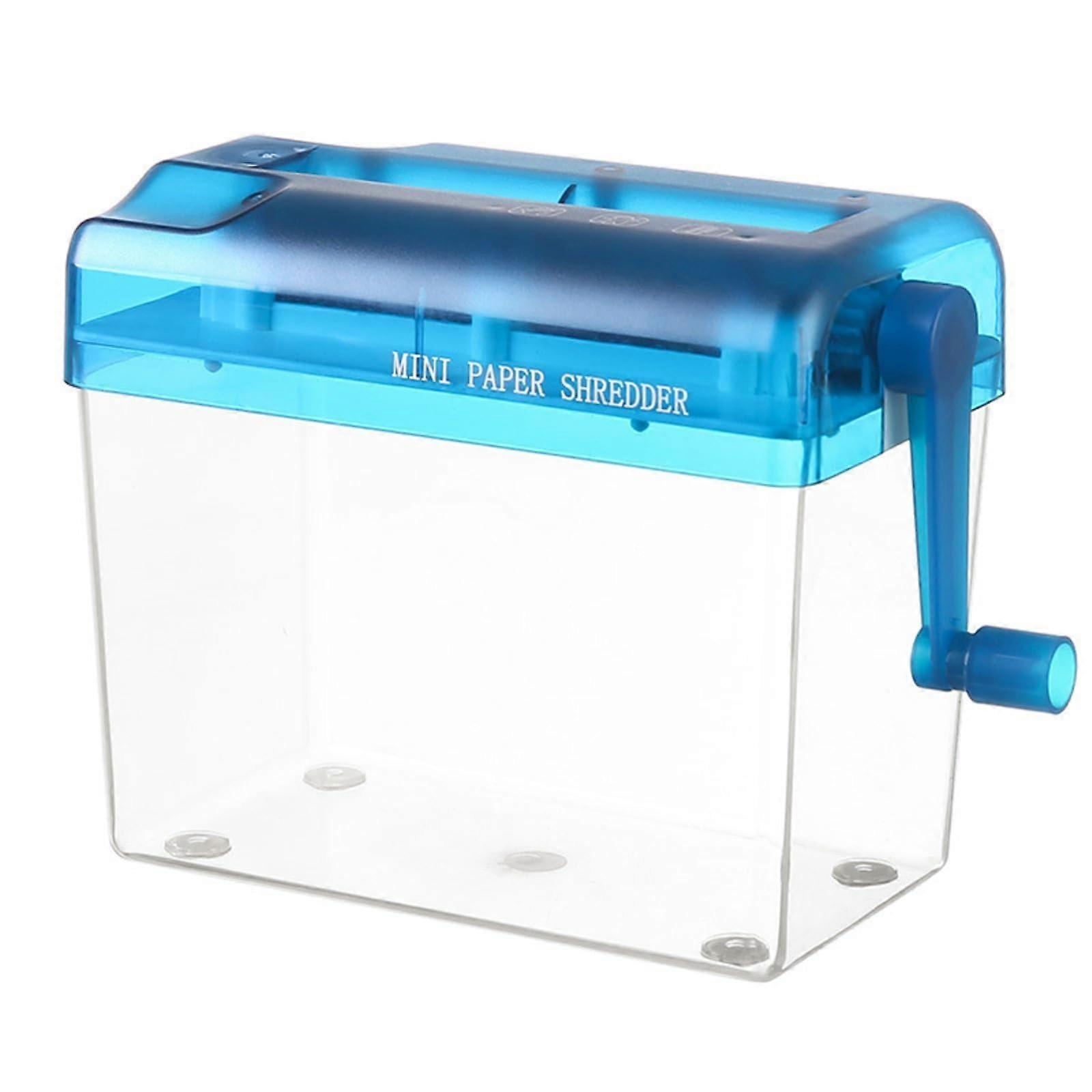 Household Manual Shredder, Mini Office Shredder, Suitable for A6, Capacity 1L, Straight Cut, Blue