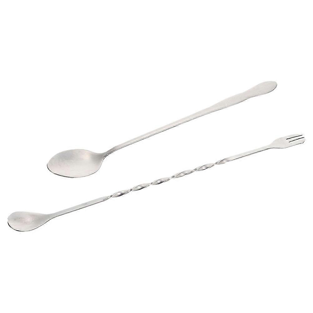 Stainless Steel Cocktail Mixing Sticks, Long Handle Swizzle Spoons for Drinks, Iced Tea, Lemon Juice – Lightweight, Portable Bar Accessories (2pcs)