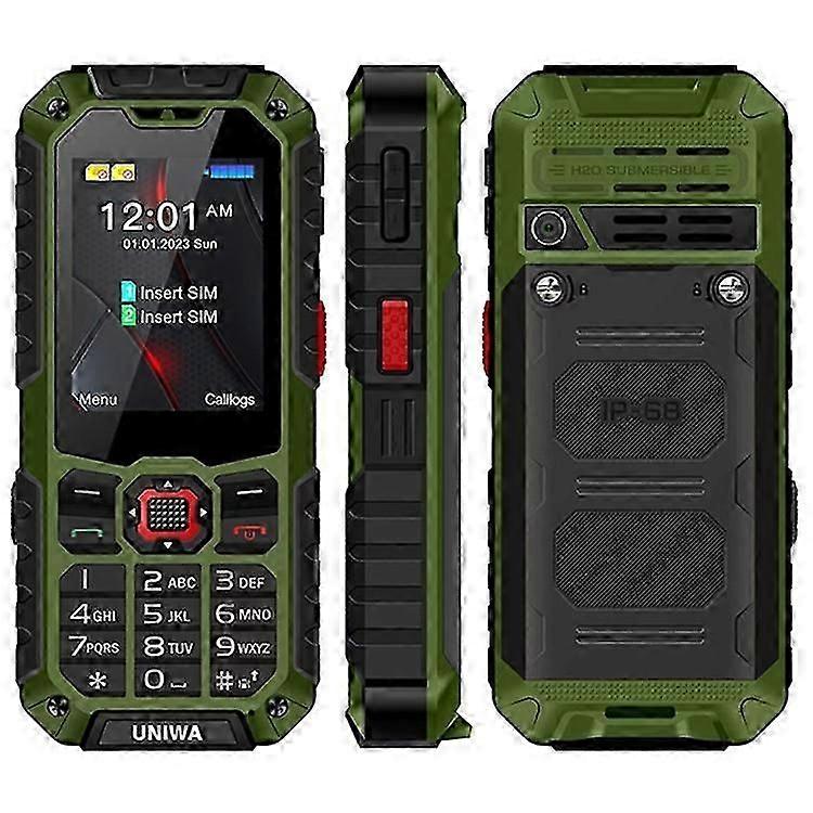 UNIWA S9 2.4-inch Rugged Cellphone IP68 Waterproof 4G Mobile Phone with Flashlight