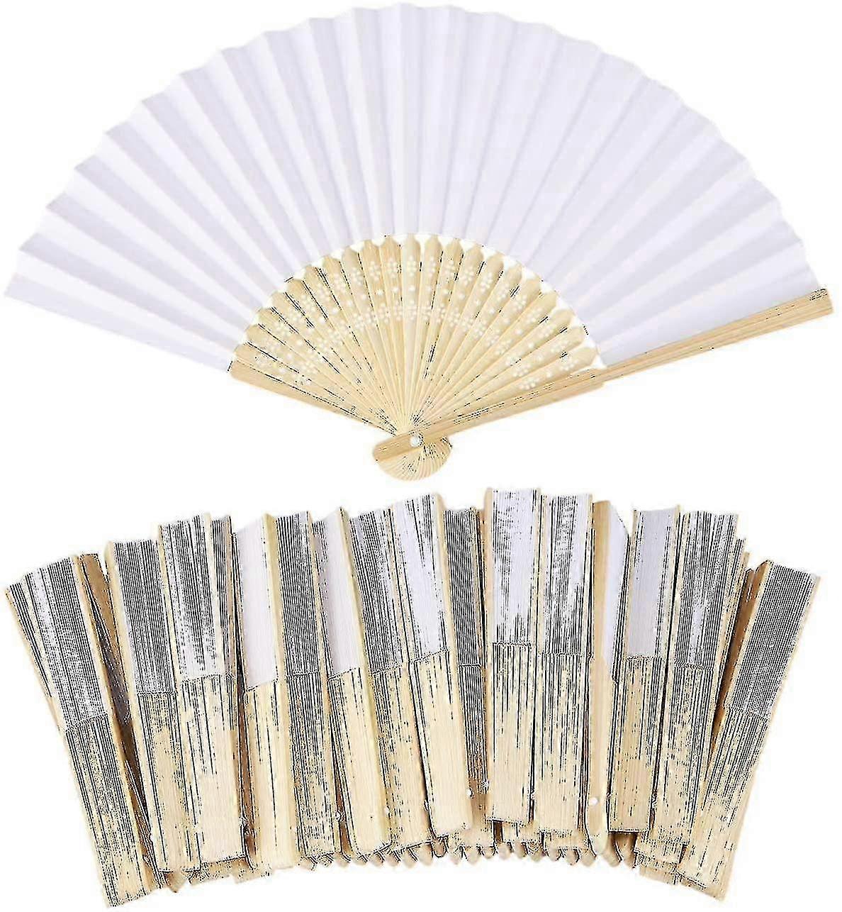50 stk hvid foldepapir hånd fans - elegant bryllup fest favoriserer, 21cm, perfekt til begivenheder og fester