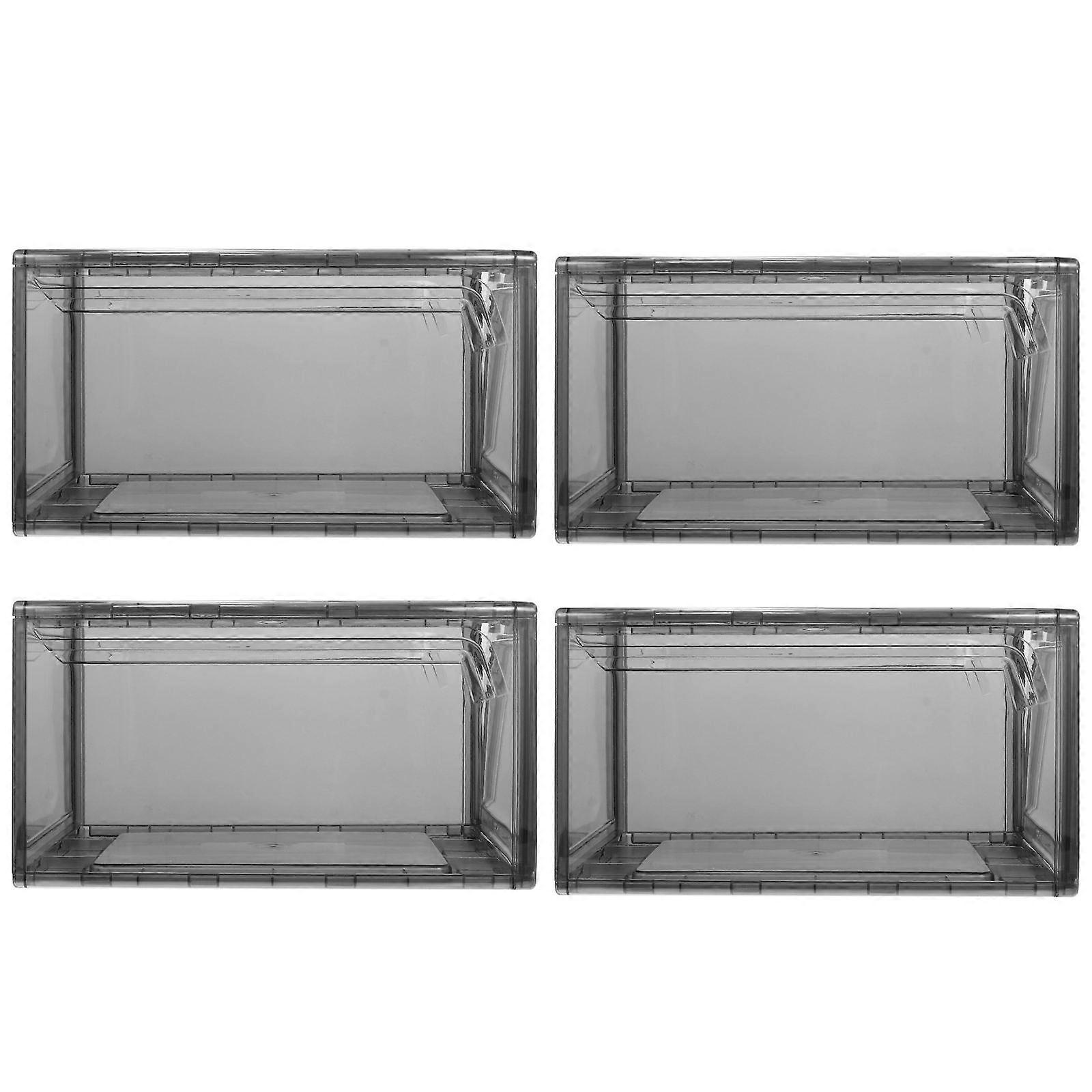 Storage For Shoes Organizer Square Shape Plastic Material Dustproof Insect Proof Gray 4Set
