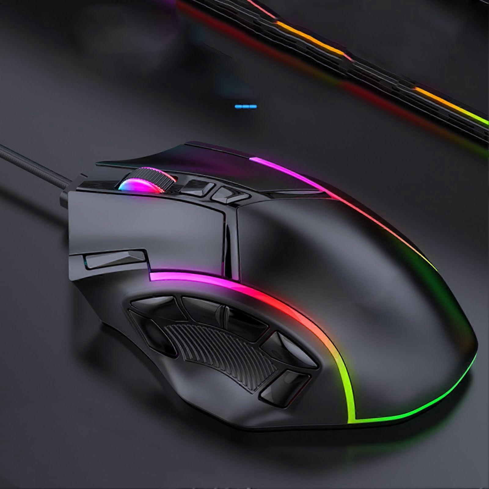 Wired RGB Gaming Mouse 12800 DPI 12 Buttons Macro Definition for Computer Accessories ABS Material